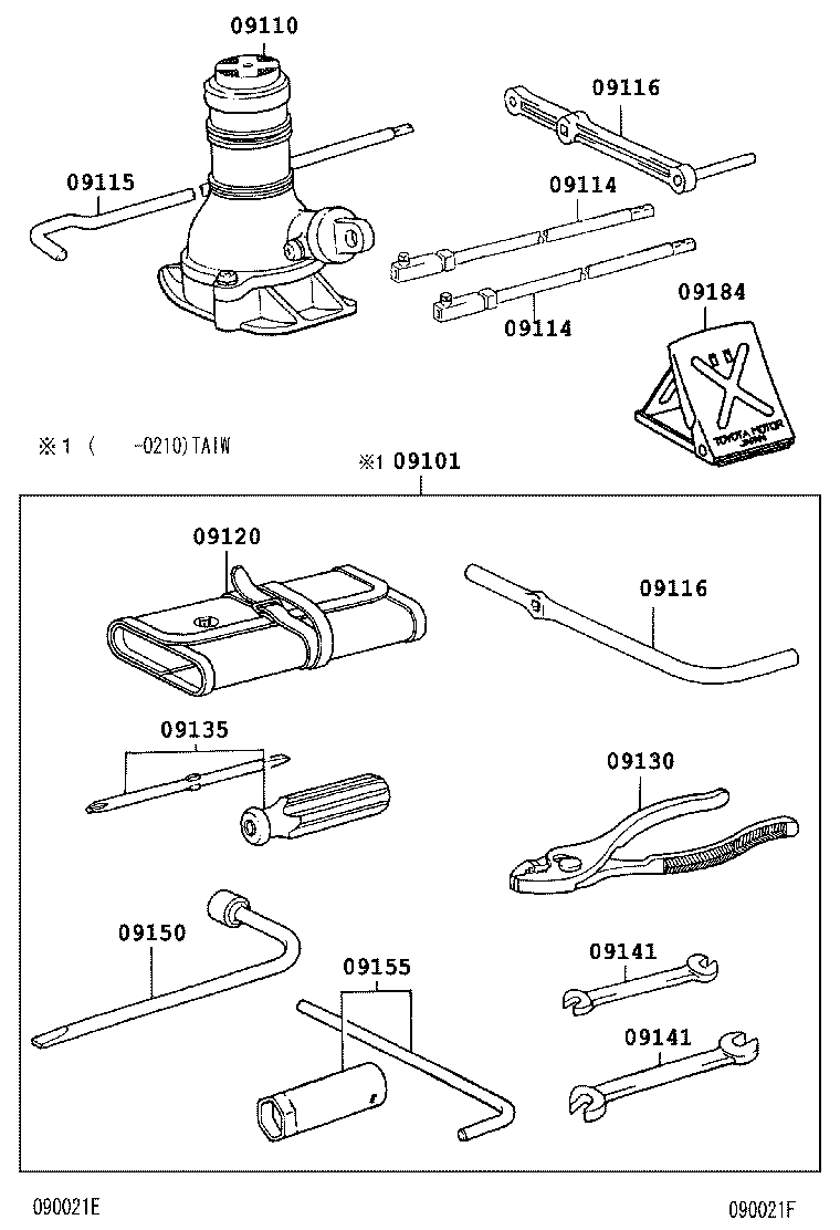 09101-0B140 TOOL SET, STANDARD W/O JACK product image