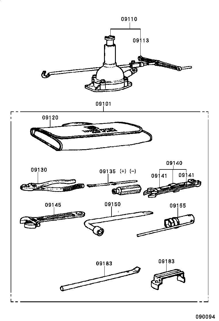 09101-60120 TOOL SET, STANDARD W/O JACK product image