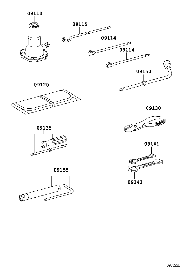 Toyota 09114-0K010 EXTENSION SUB-ASSY, JACK HANDLE