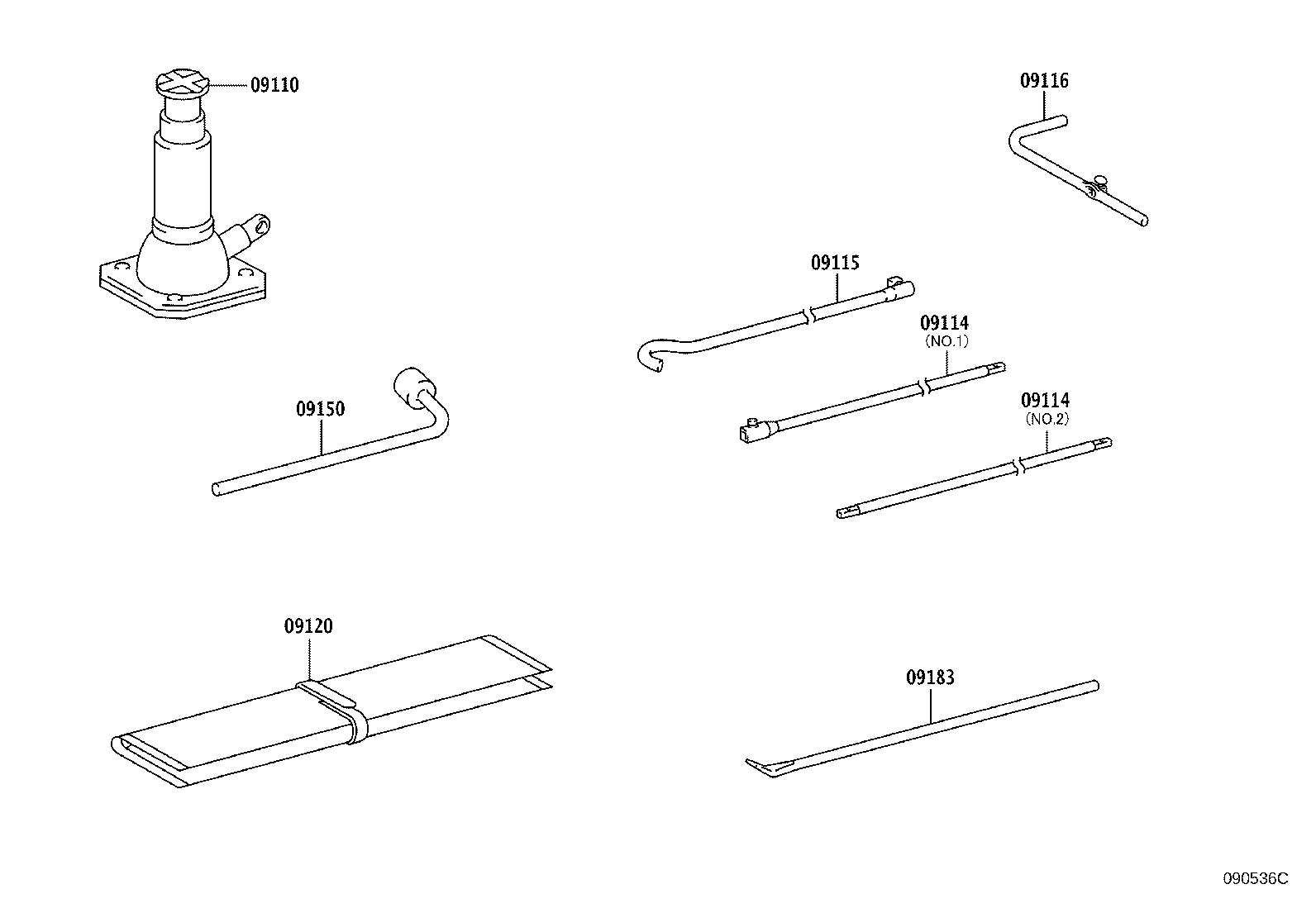 Toyota 09116-60020 LEVER, JACK HANDLE
