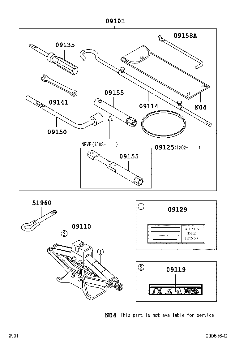 Toyota 09150-BZ040 WRENCH, HUB NUT BOX