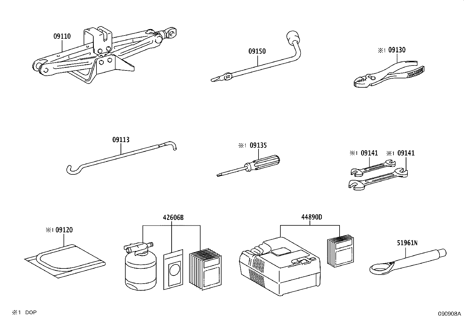 Toyota 09150-30020 WRENCH, HUB NUT BOX