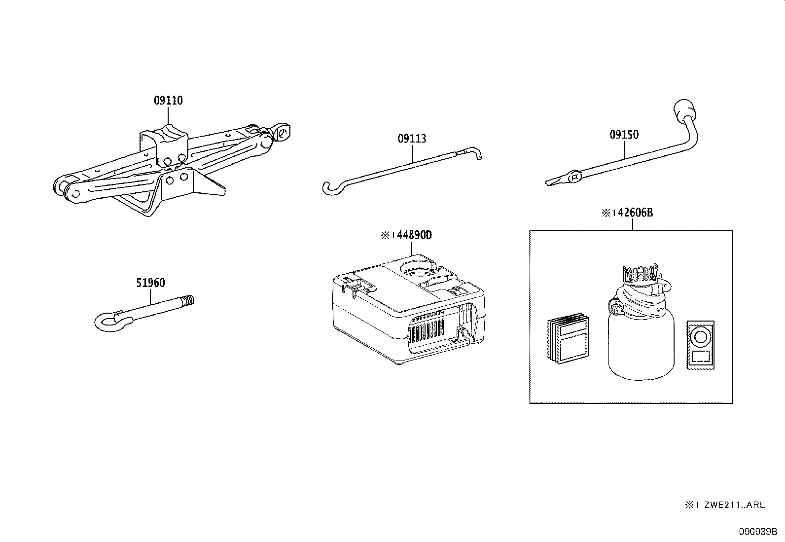Toyota 51960-12110 HOOK ASSY, FRONT