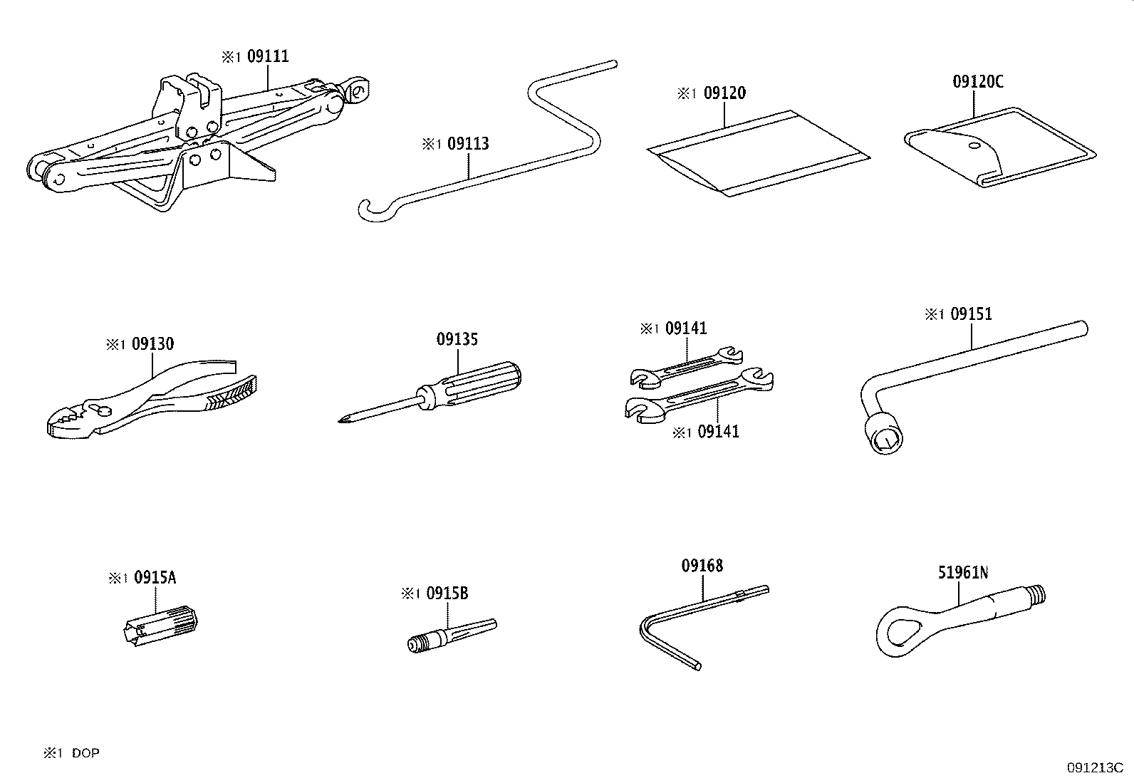 Toyota 09168-11010 WRENCH, ROOF PANEL