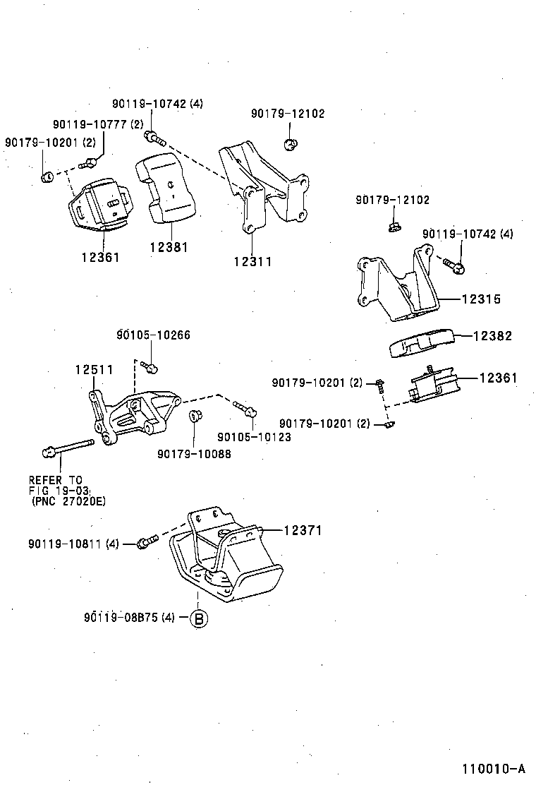 12311-54230 BRACKET, ENGINE MOUNTING, FRONT NO.1 RH product image