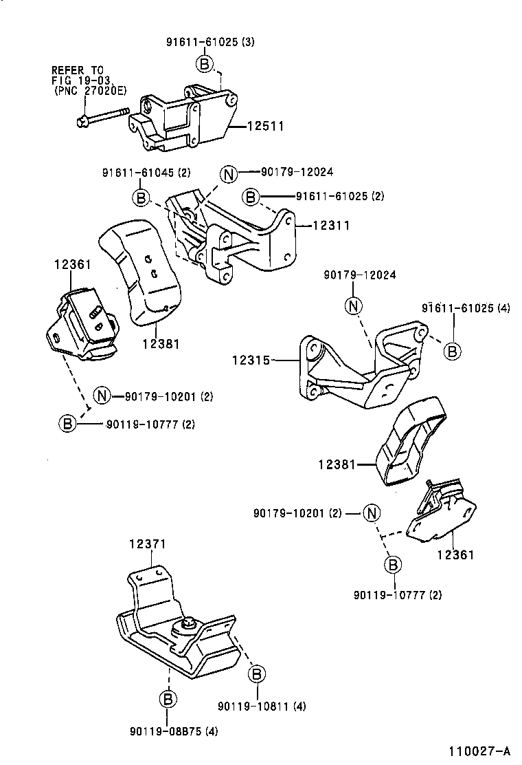 12311-54230 BRACKET, ENGINE MOUNTING, FRONT NO.1 RH product image