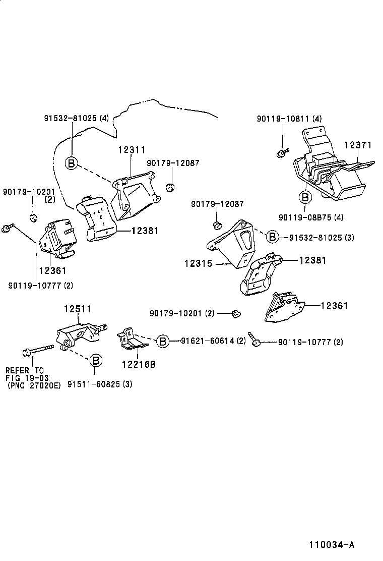 12311-54230 BRACKET, ENGINE MOUNTING, FRONT NO.1 RH product image