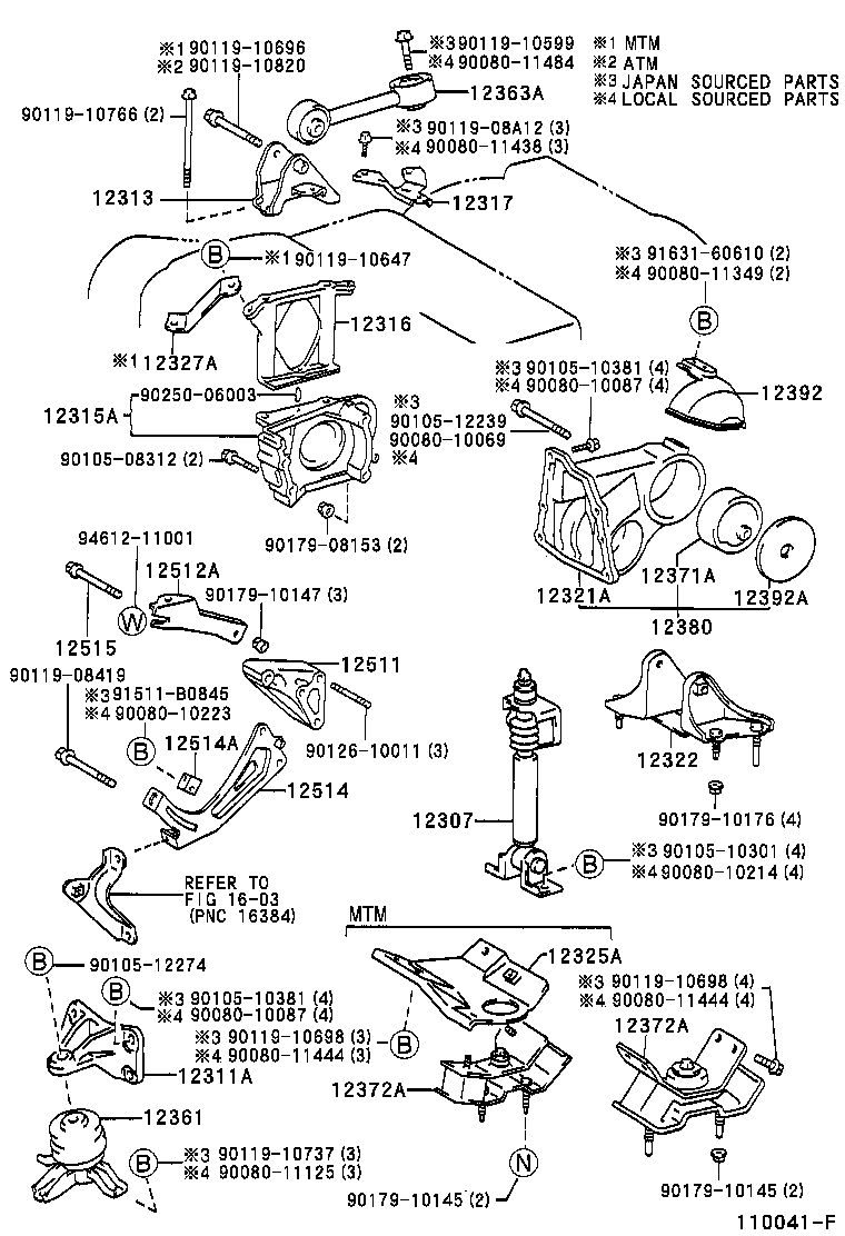 Toyota 12313-03040 BRACKET, ENGINE MOUNTING CONTROL(FOR TRANSVERSE ENGINE)