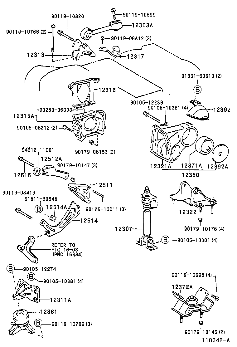 Toyota 12371-20070 INSULATOR, ENGINE MOUNTING, REAR