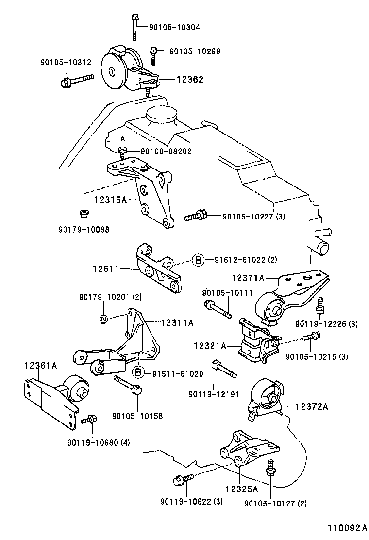 12371-55080 INSULATOR, ENGINE MOUNTING, REAR product image