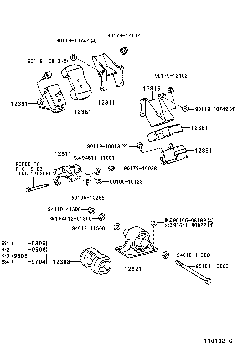 12303-54041 BRACKET, ENGINE MOUNTING, REAR, NO.1 product image