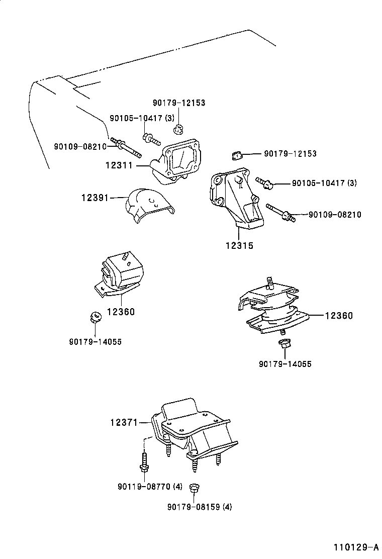 12360-46020 INSULATOR ASSY, ENGINE MOUNTING, FRONT product image