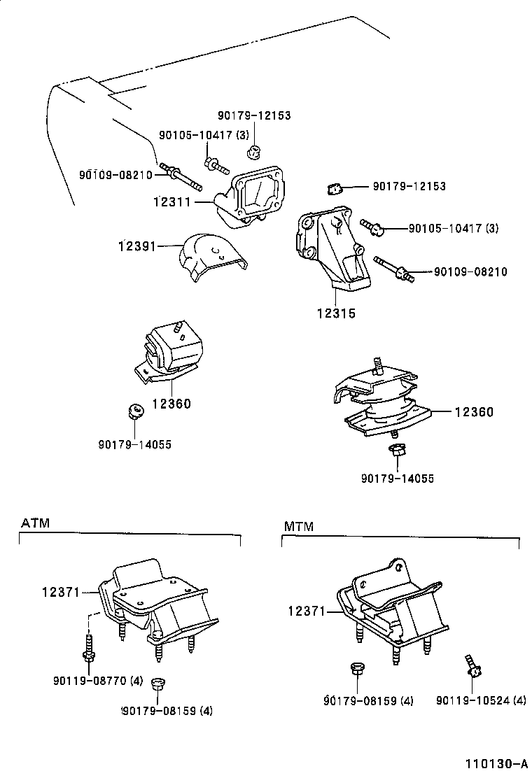 Toyota 12311-46040 BRACKET, ENGINE MOUNTING, FRONT NO.1 RH
