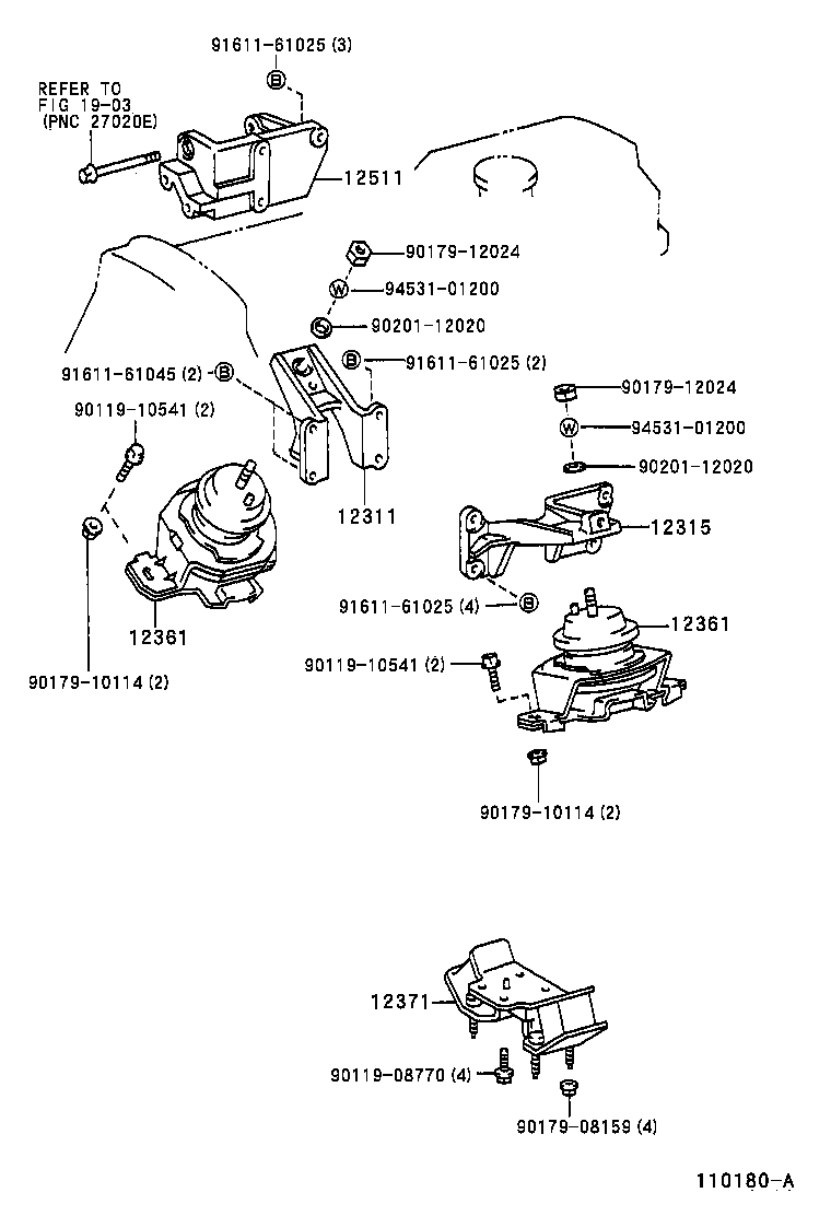 12311-74250 BRACKET, ENGINE MOUNTING, FRONT(FOR TRANSVERSE ENGINE) product image