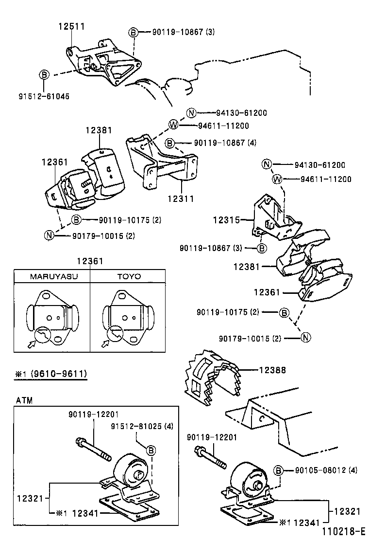 12303-64150 BRACKET, ENGINE MOUNTING, REAR, NO.1 product image