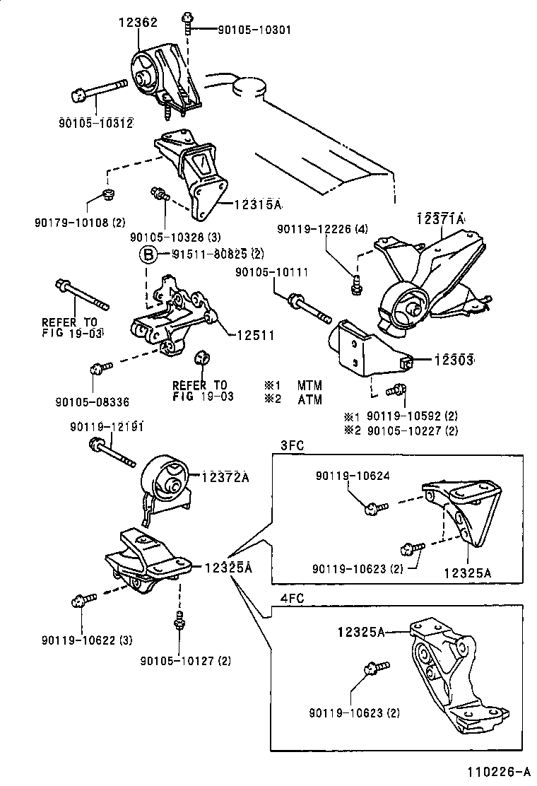 12303-02010 BRACKET SUB-ASSY, ENGINE MOUNTING, REAR product image