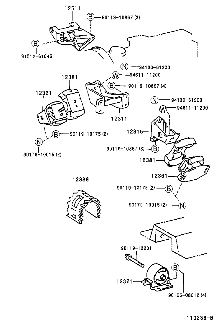 12315-74150 BRACKET, ENGINE MOUNTING, FRONT NO.1 LH product image