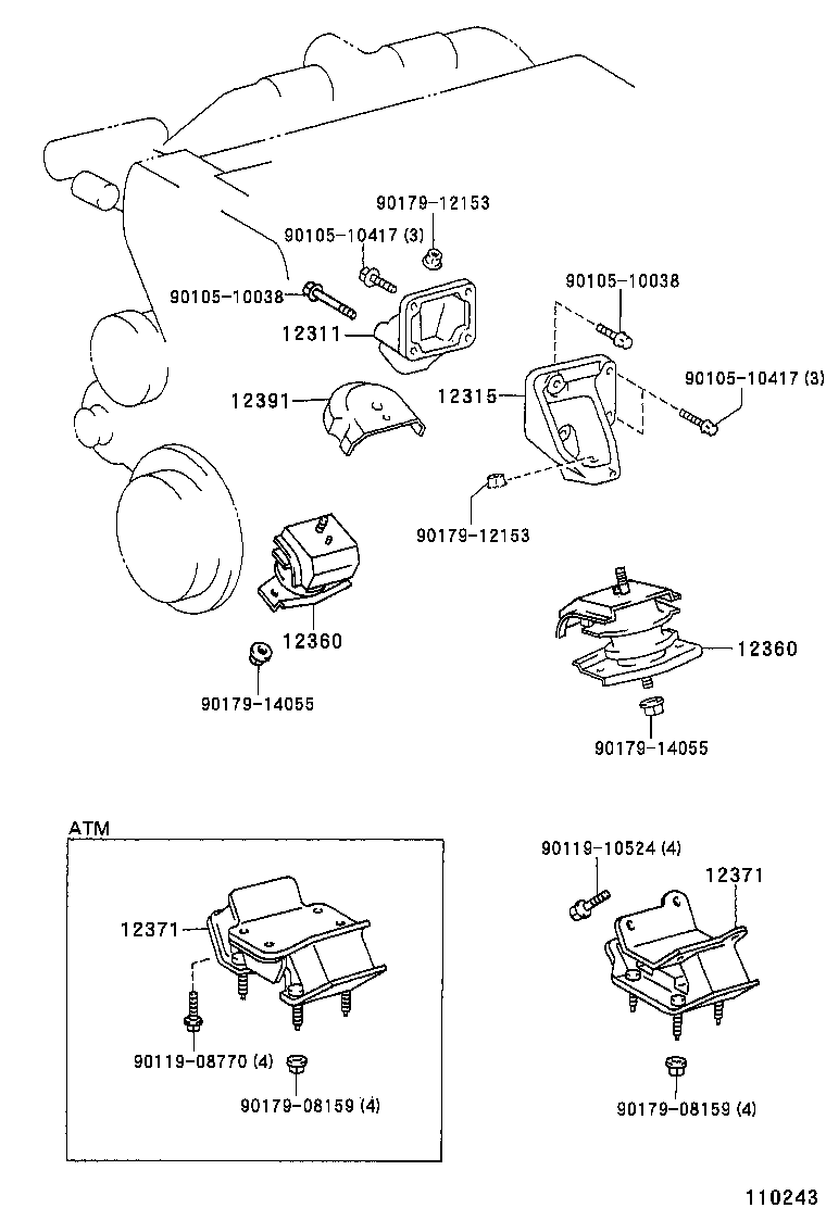 12360-46020 INSULATOR ASSY, ENGINE MOUNTING, FRONT product image