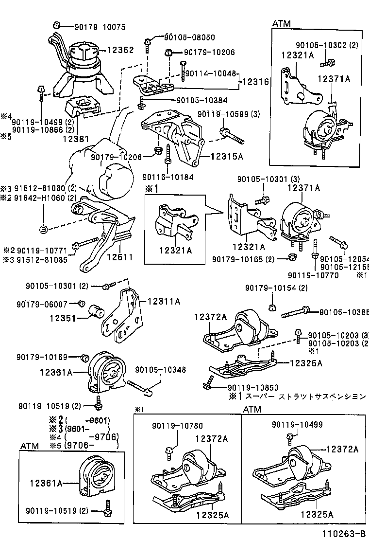 12321-74350 BRACKET, ENGINE MOUNTING, REAR(FOR TRANSVERSE ENGINE) product image