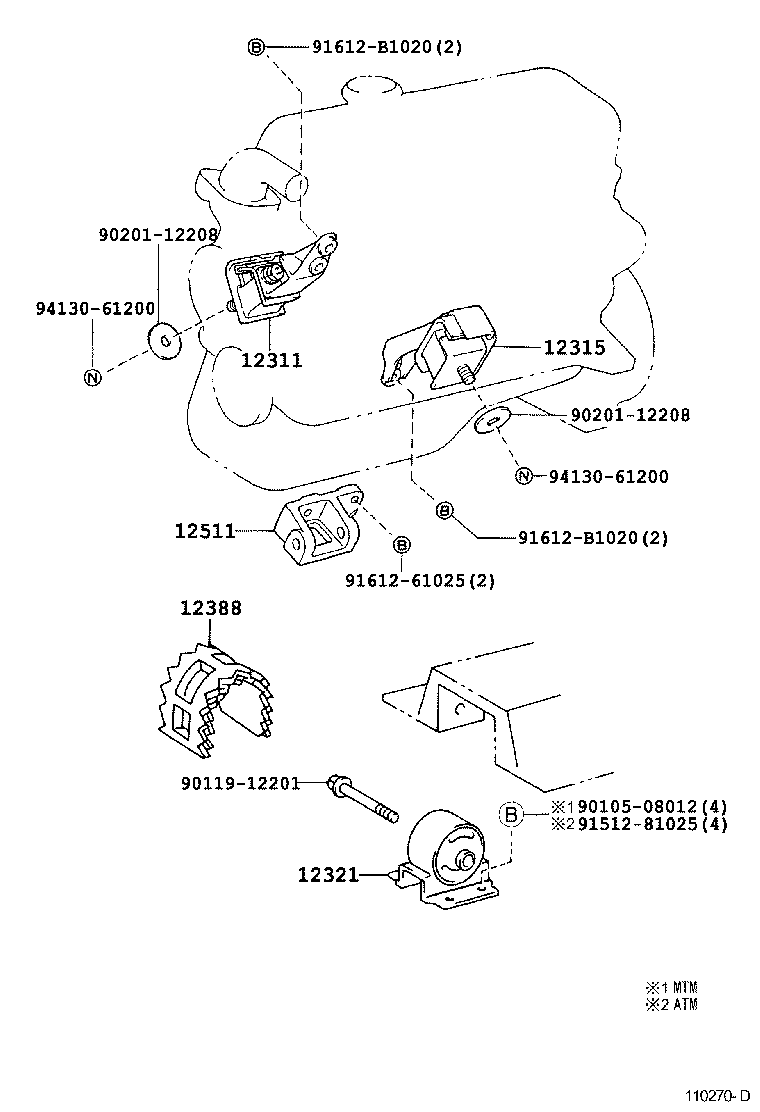 12315-74150 BRACKET, ENGINE MOUNTING, FRONT NO.1 LH product image