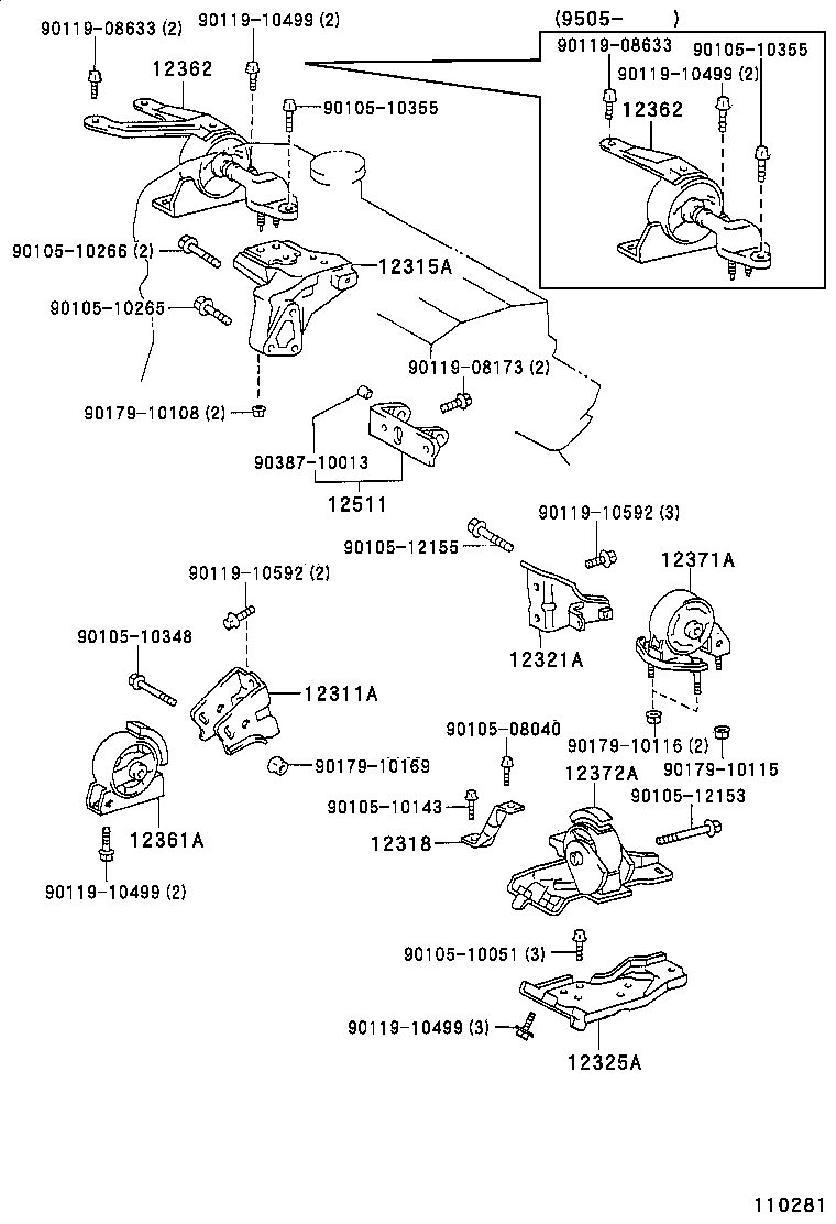 12317-11040 STAY, ENGINE MOUNTING, RH product image