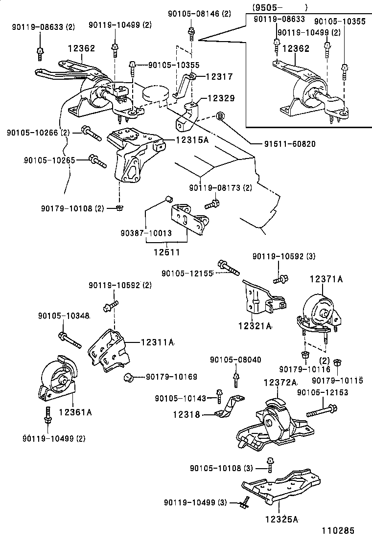 12317-11040 STAY, ENGINE MOUNTING, RH product image