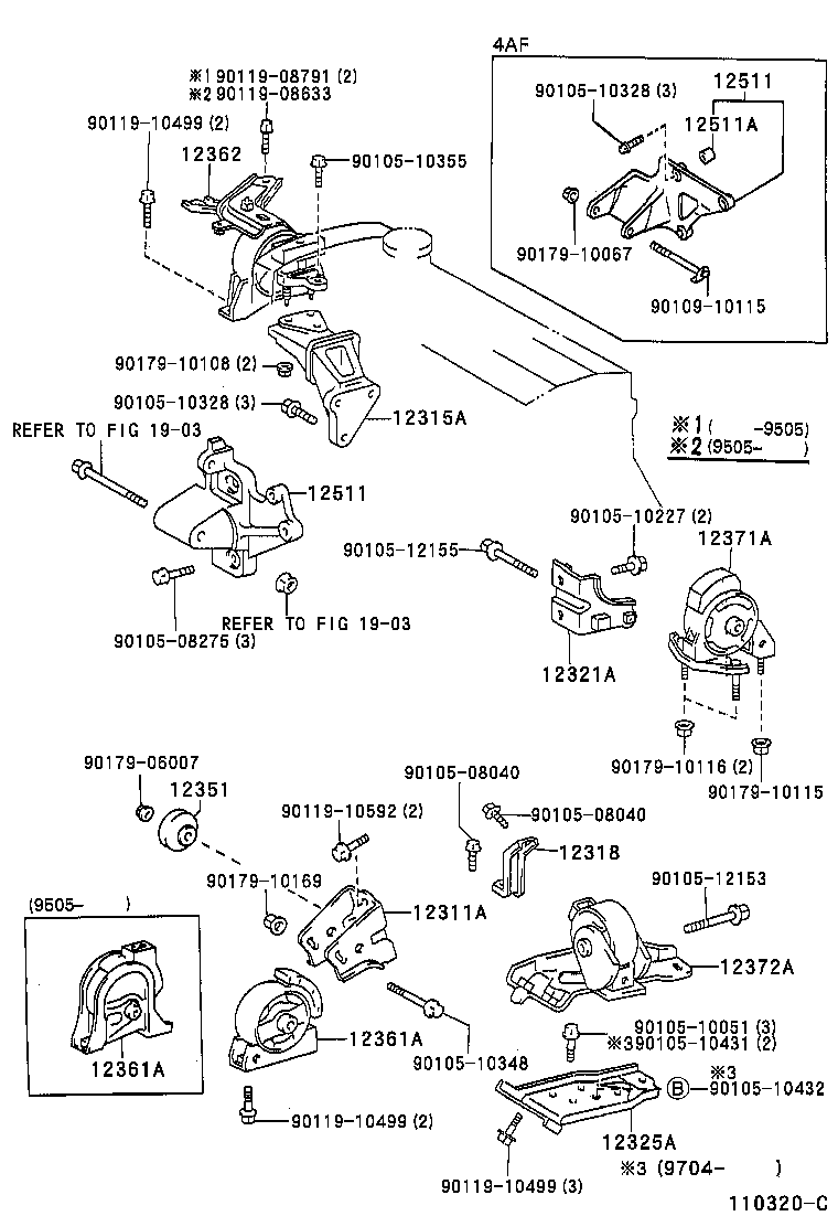 12361-15190 INSULATOR, ENGINE MOUNTING, FRONT(FOR TRANSVERSE ENGINE) product image