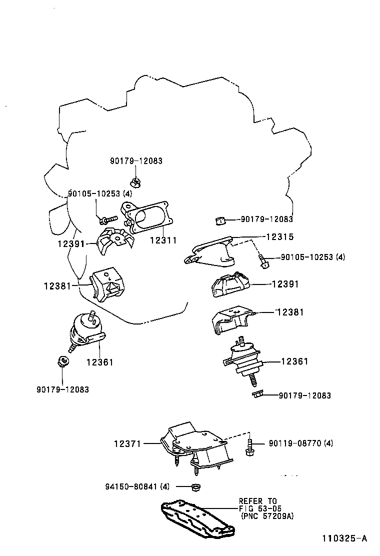 Toyota 12361-50100 INSULATOR, ENGINE MOUNTING, FRONT