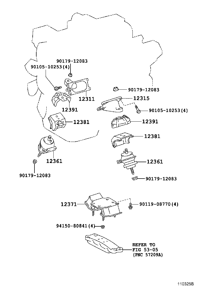 12361-50140 INSULATOR, ENGINE MOUNTING, FRONT product image