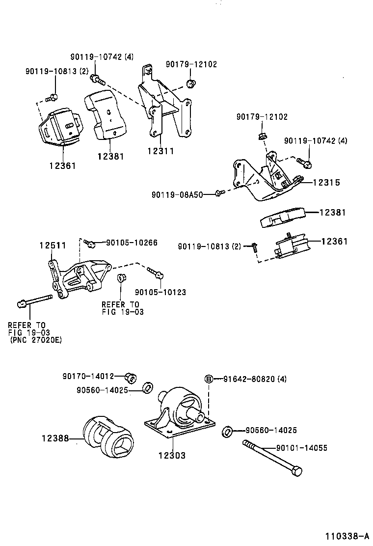 12303-54070 BRACKET SUB-ASSY, ENGINE MOUNTING, REAR product image