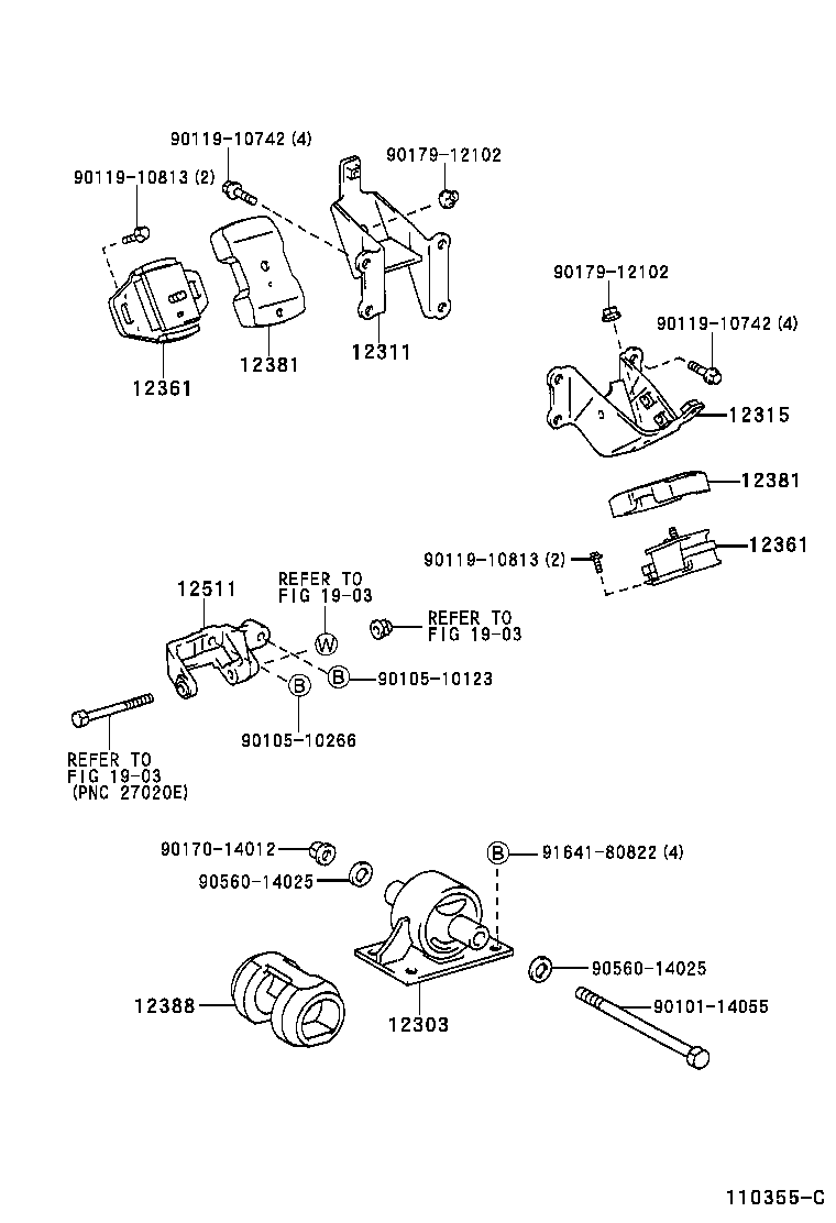 12303-54050 BRACKET SUB-ASSY, ENGINE MOUNTING, REAR product image