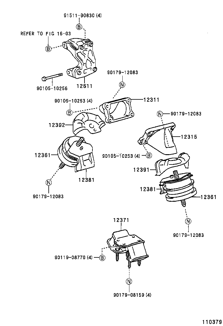 12361-32020 INSULATOR, ENGINE MOUNTING, FRONT product image
