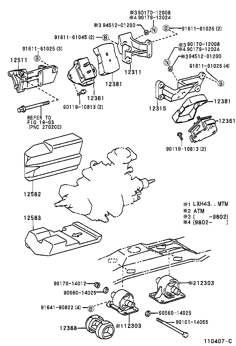 12311-75070 BRACKET, ENGINE MOUNTING, FRONT NO.1 RH product image