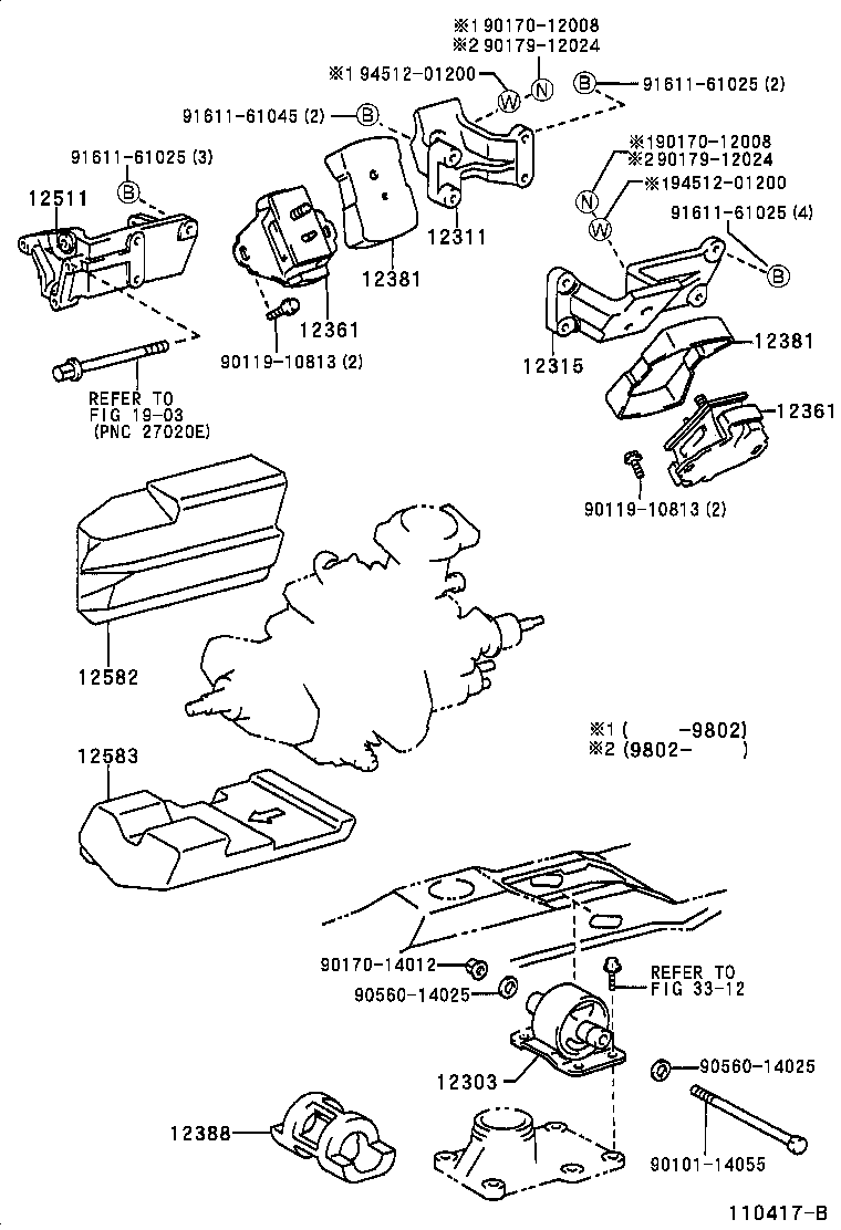 12311-75070 BRACKET, ENGINE MOUNTING, FRONT NO.1 RH product image