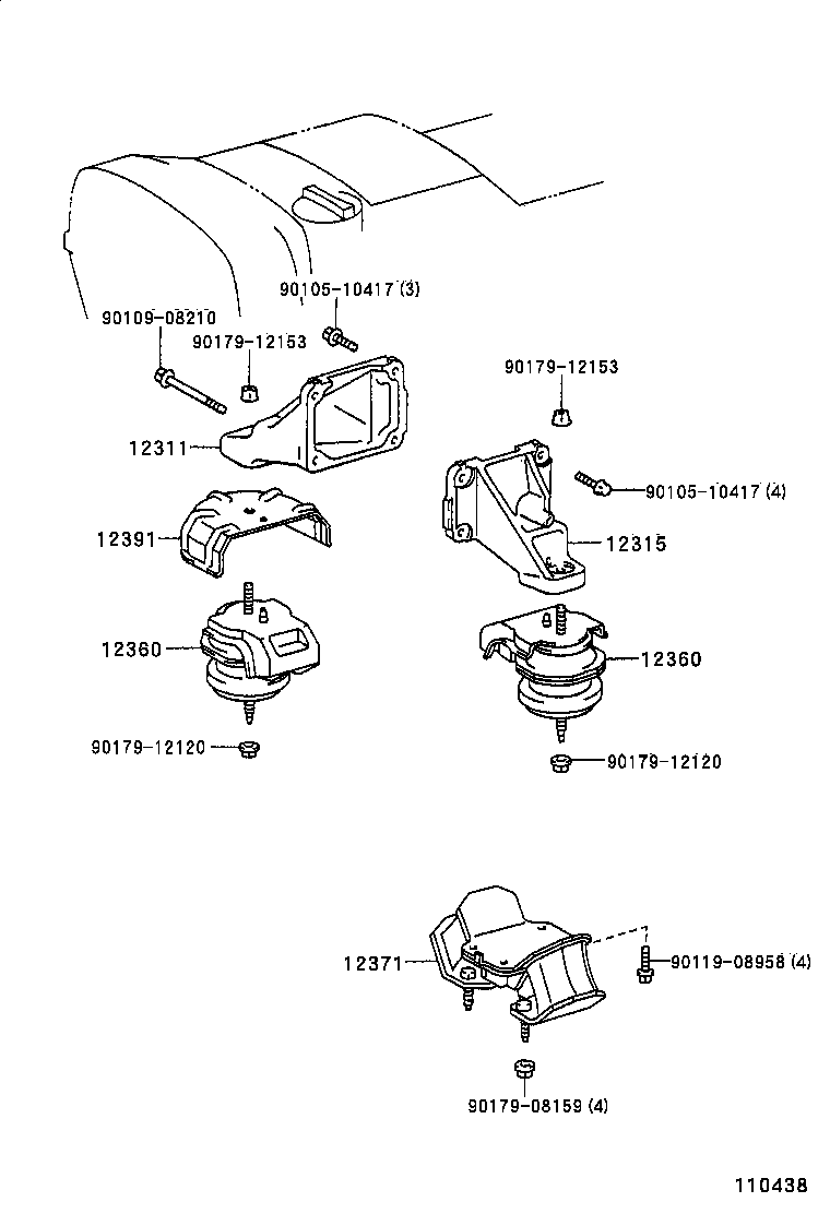 12361-50091 INSULATOR, ENGINE MOUNTING, FRONT product image