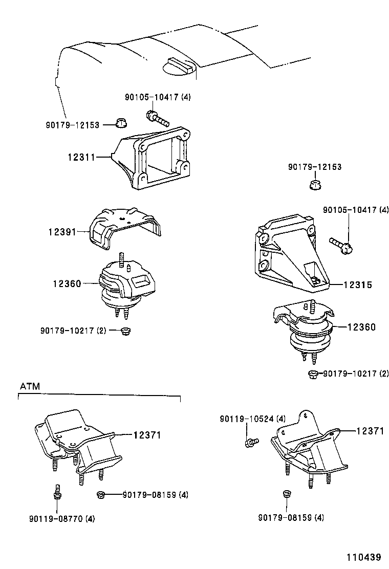 12315-70100 BRACKET, ENGINE MOUNTING, FRONT NO.1 LH product image