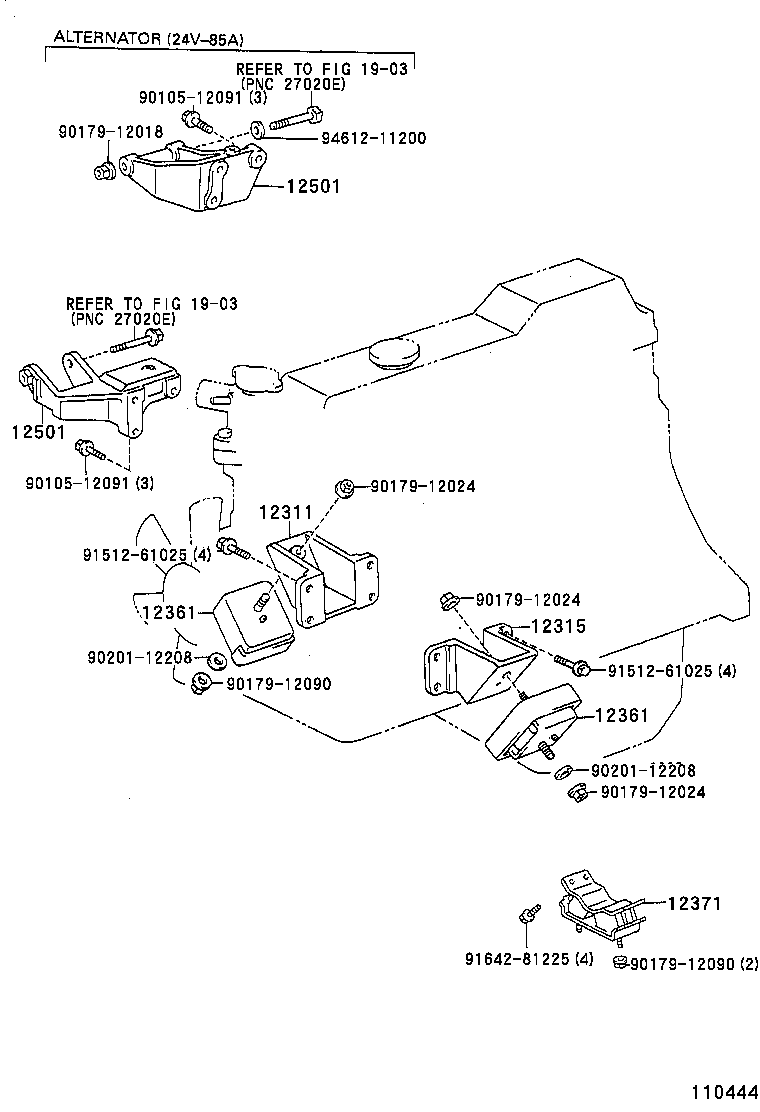 12311-58090 BRACKET, ENGINE MOUNTING, FRONT NO.1 RH product image