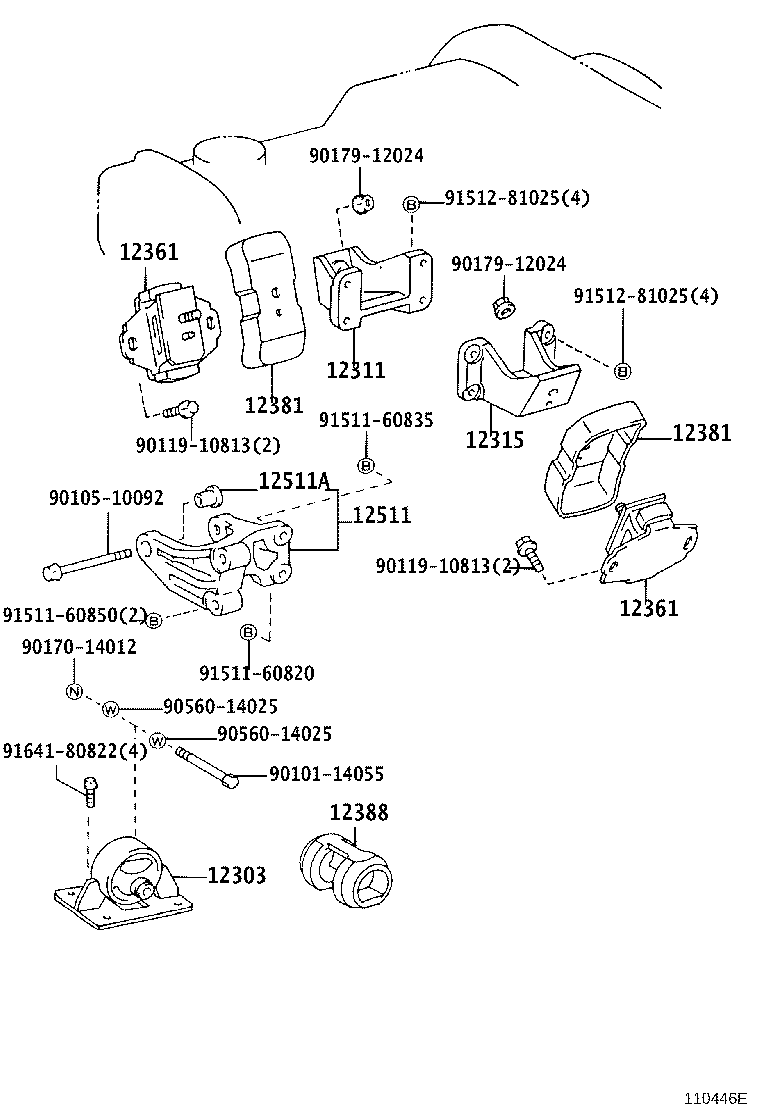 12311-75070 BRACKET, ENGINE MOUNTING, FRONT NO.1 RH product image