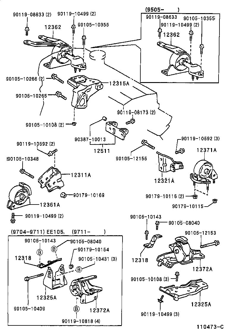 12361-15190 INSULATOR, ENGINE MOUNTING, FRONT(FOR TRANSVERSE ENGINE) product image