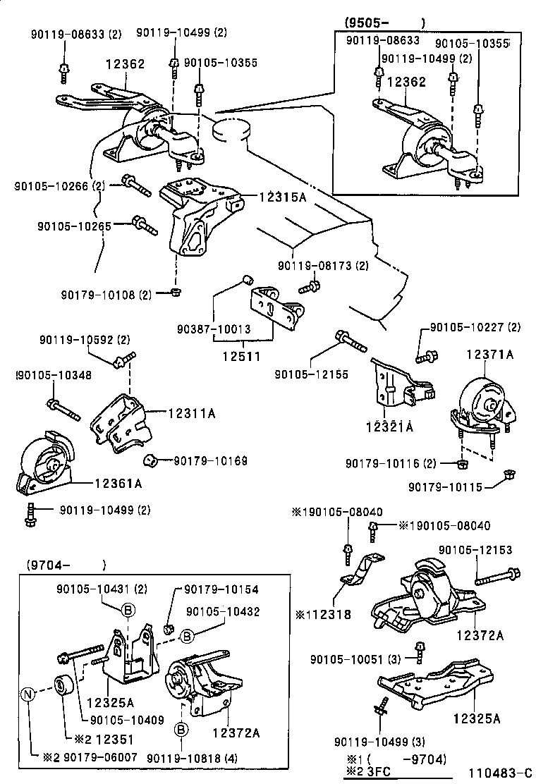 12361-64210 INSULATOR, ENGINE MOUNTING, FRONT(FOR TRANSVERSE ENGINE) product image