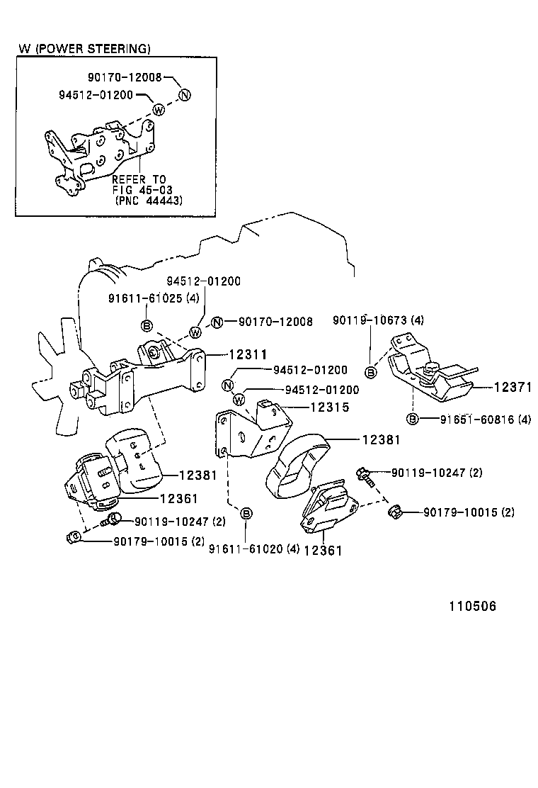 12311-66020 BRACKET, ENGINE MOUNTING, FRONT NO.1 RH product image