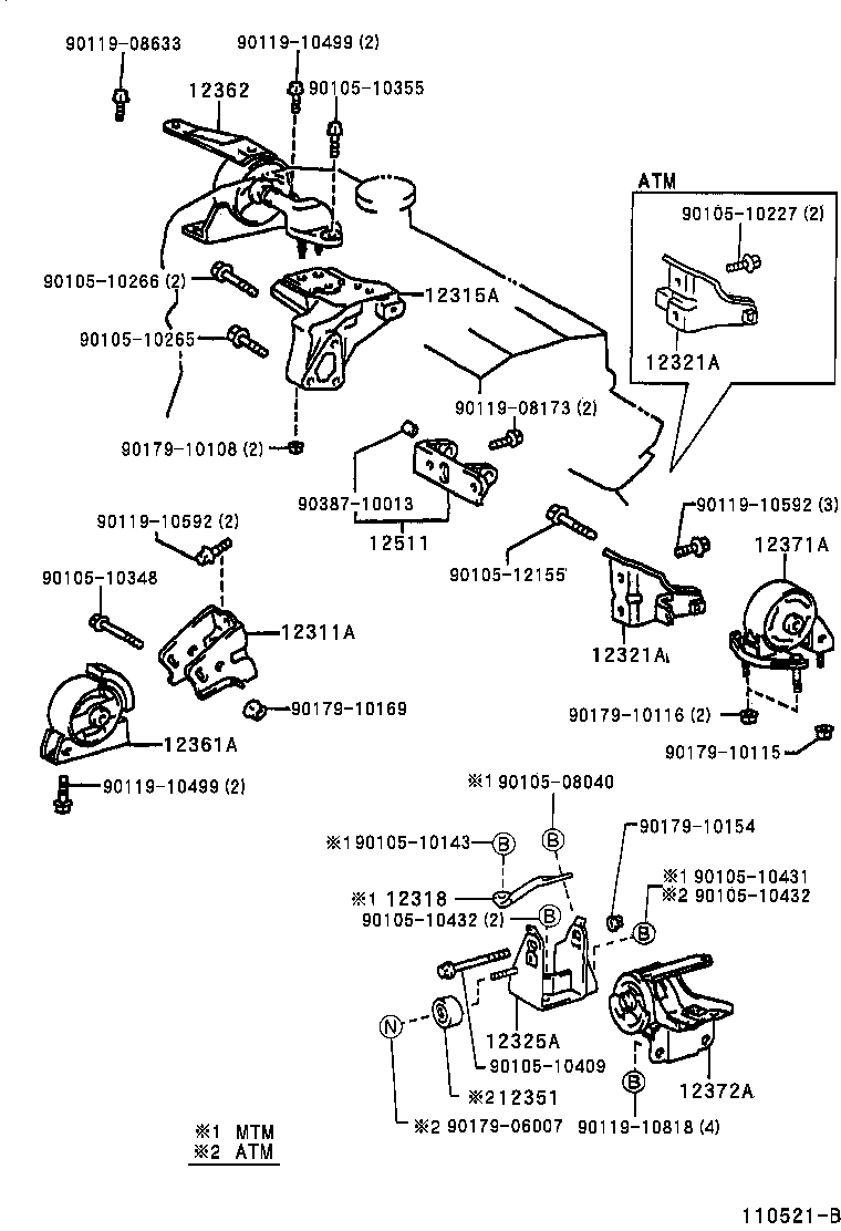 12361-53010 INSULATOR, ENGINE MOUNTING, FRONT(FOR TRANSVERSE ENGINE) product image