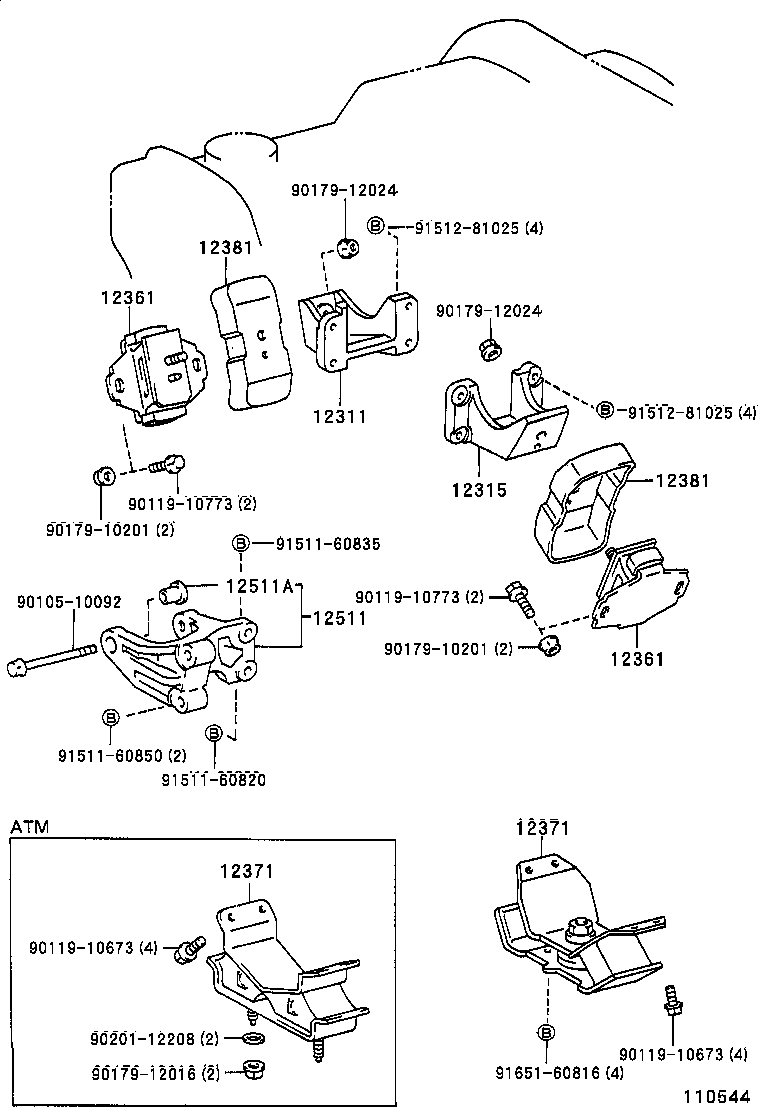 12511-61080 BRACKET, ALTERNATOR, NO.1 product image