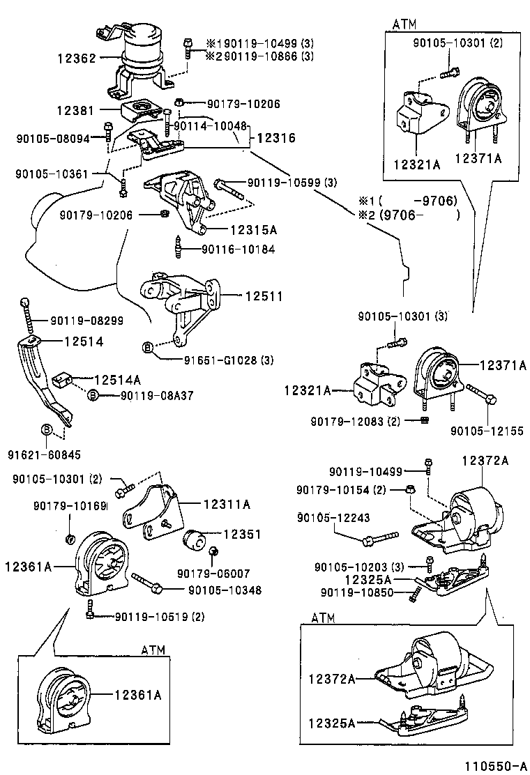 Toyota 12325-74400 BRACKET, ENGINE MOUNTING, LH(FOR TRANSVERSE ENGINE)