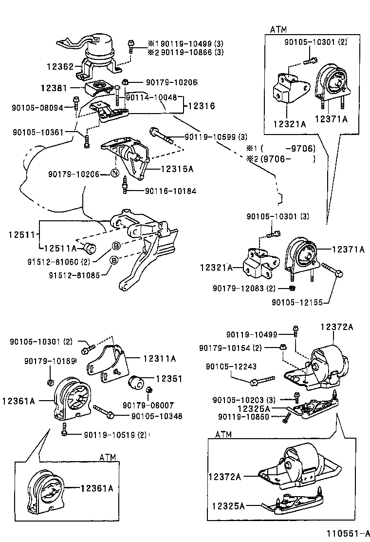 12362-74530 INSULATOR, ENGINE MOUNTING, RH(FOR TRANSVERSE ENGINE) product image
