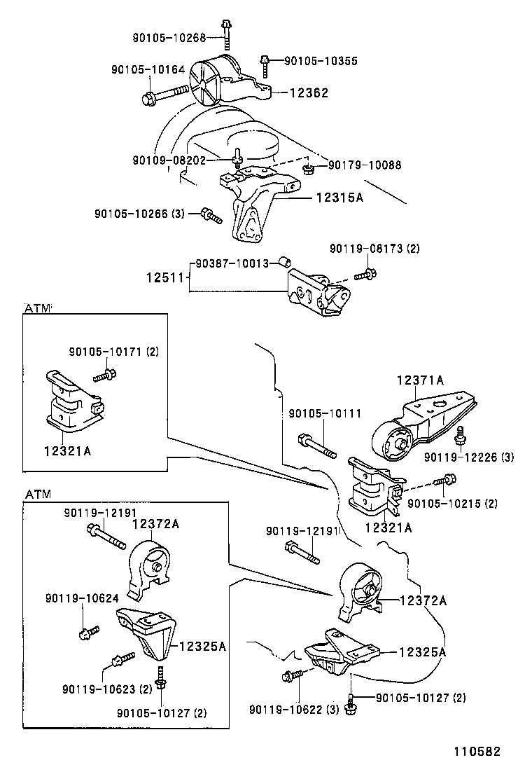 12372-11160 INSULATOR, ENGINE MOUNTING, LH(FOR TRANSVERSE ENGINE) product image