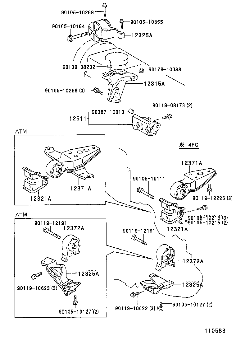 12372-11160 INSULATOR, ENGINE MOUNTING, LH(FOR TRANSVERSE ENGINE) product image