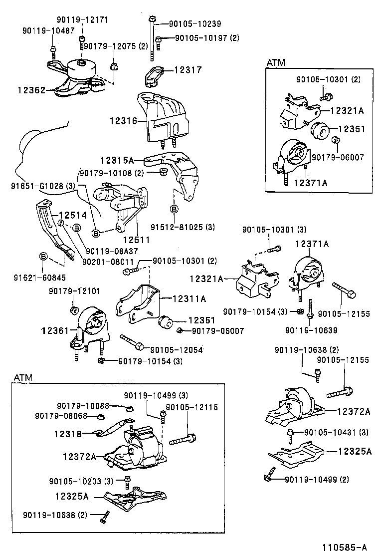 12321-74360 BRACKET, ENGINE MOUNTING, REAR(FOR TRANSVERSE ENGINE) product image