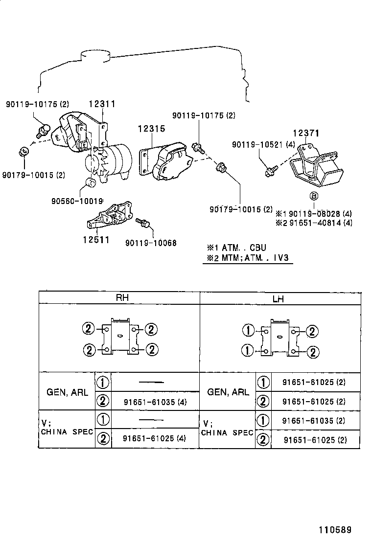 12371-75080 INSULATOR, ENGINE MOUNTING, REAR NO.1 product image
