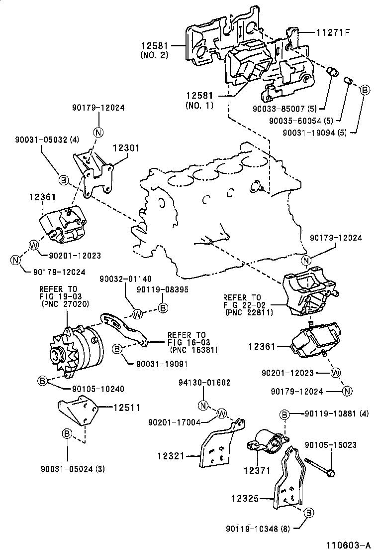 12301-89101 BRACKET SUB-ASSY, ENGINE MOUNTING, FRONT RH product image